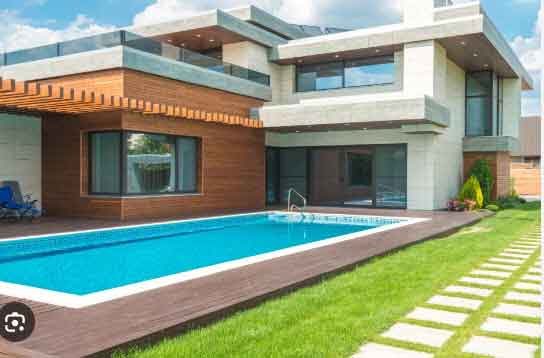 Image d'un bâtiment moderne et des plans de construction